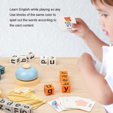 Montessori Learning Alphabet Blocks Spelling Game with Bell