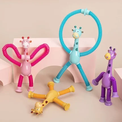 Giraffe Pop Stretch Tubes Fidget Fun Toy 3 ta
